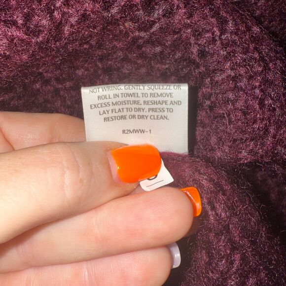 Eileen Fisher Mohair Open Knit Cowl Neck Sweater - Burgundy M - Picture 6 of 6